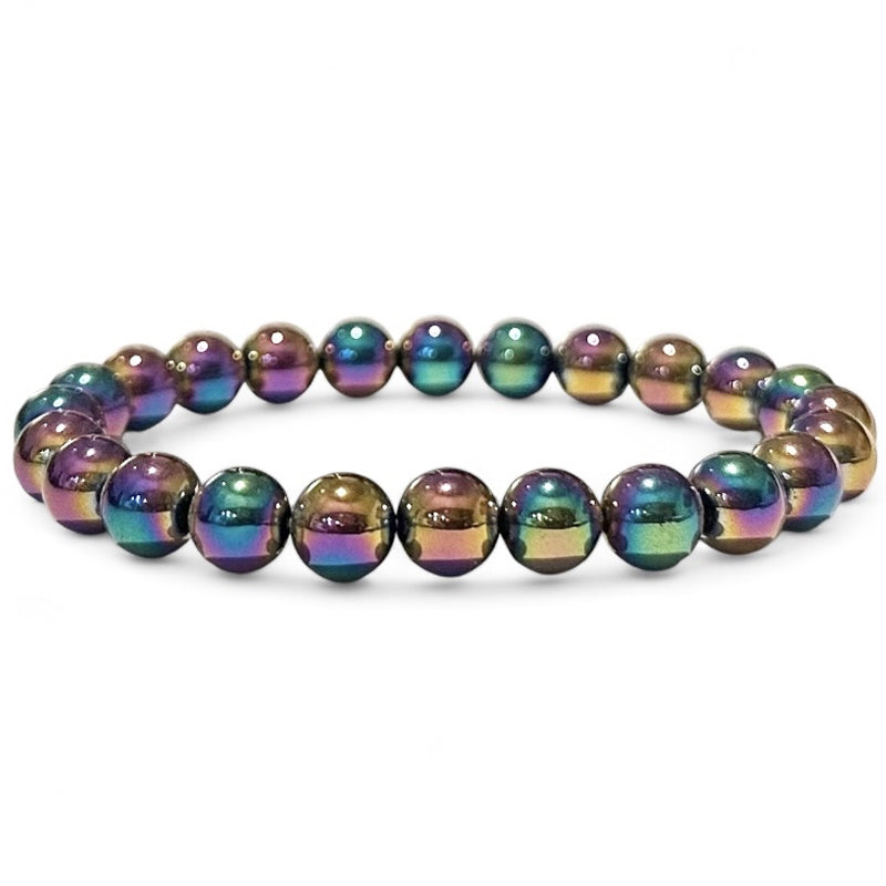 Bracelet Hématite arc en ciel Chine A (boules de 8mm)