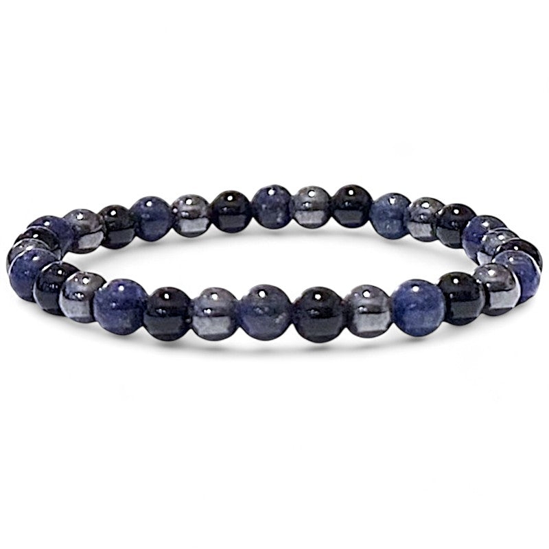 Lapis lazuli, hematite, onyx bracelet (5-6mm balls)