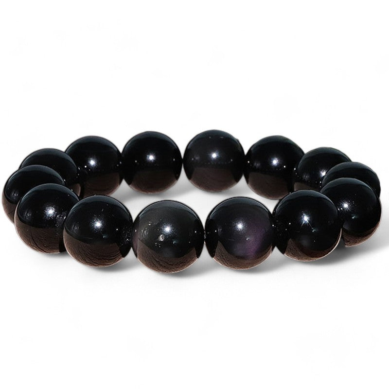 Obsidian celestial eye bracelet Mexico AA (13.5-14.5mm balls)