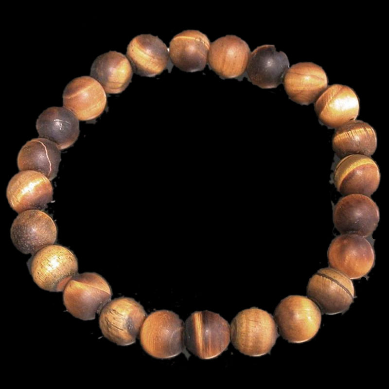 Bracelet Homme: oeil de tigre dépoli A (boules 10mm)