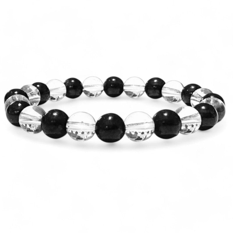 Protection bracelet: rock crystal and shungite (8mm balls)