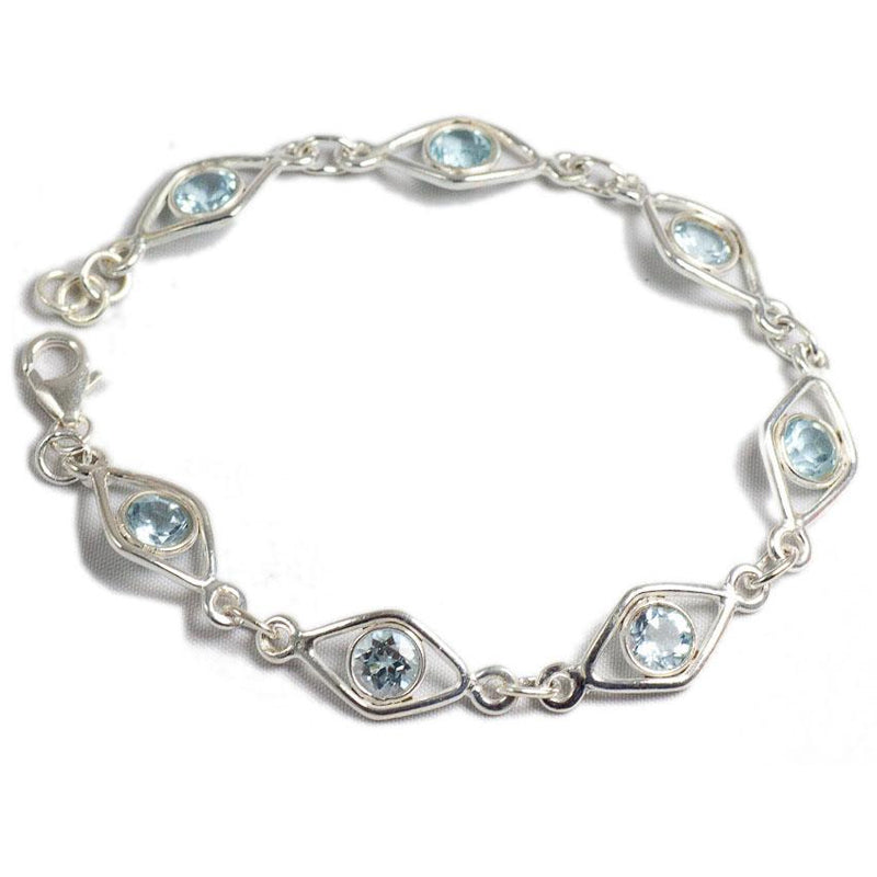 Blue topaz bracelet Nigeria AA silver 925