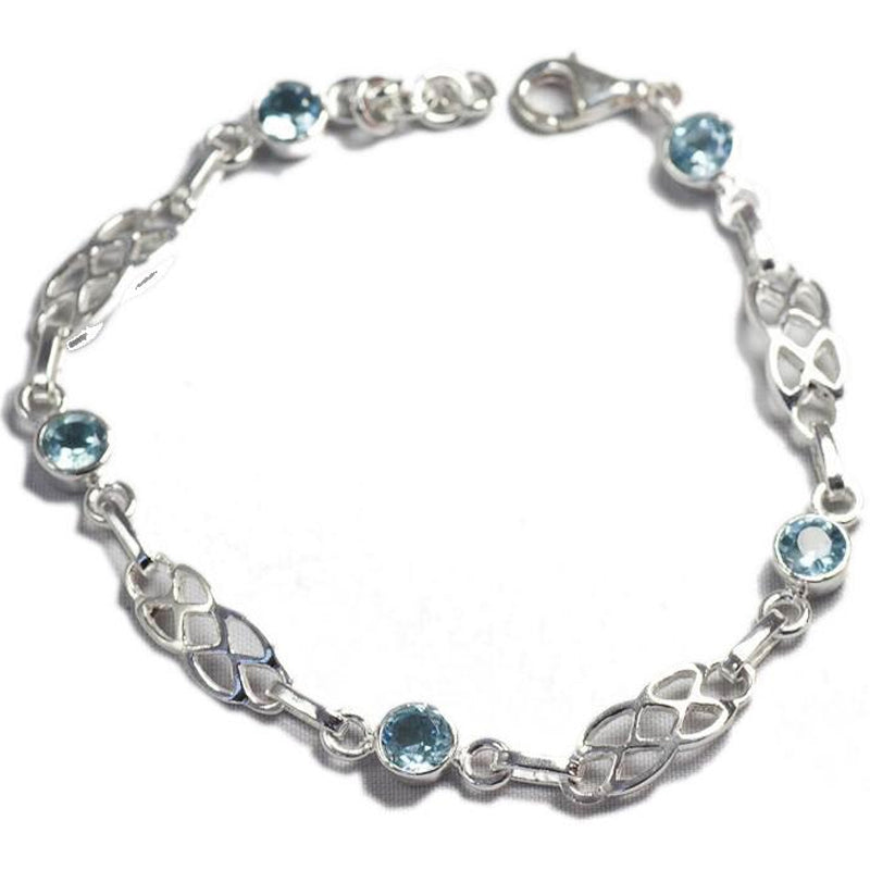 Bracelet topaze bleue Nigéria AA argent 925