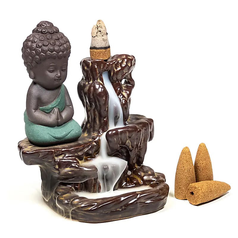 Small Buddha backflow incense burner