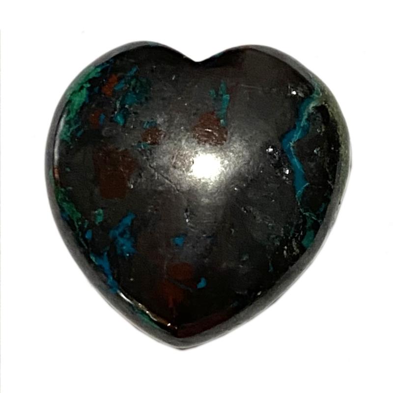 Coeur hématite chrysocolle Pérou A 30mm