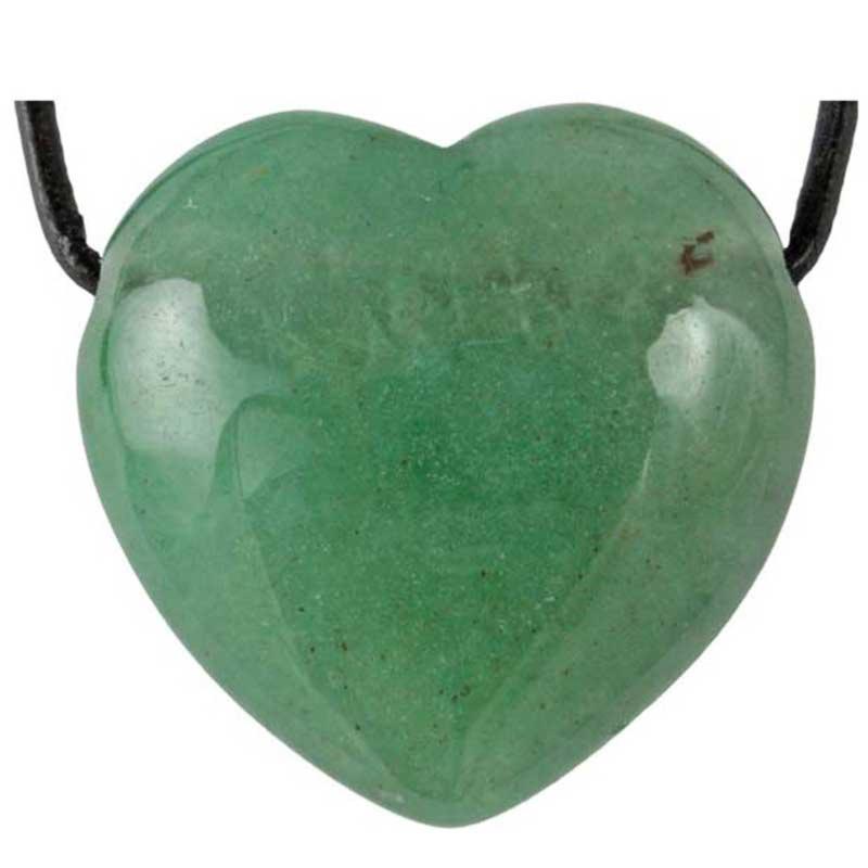 Coeur percé aventurine verte Brésil A 30mm + cordon 