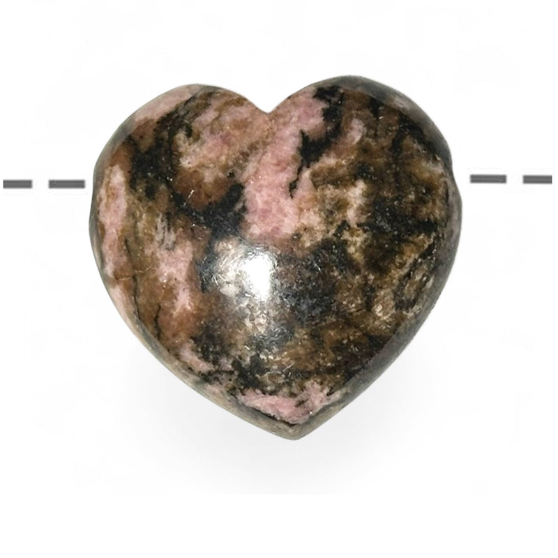 Madagascar rhodonite pierced heart A 30mm + cord