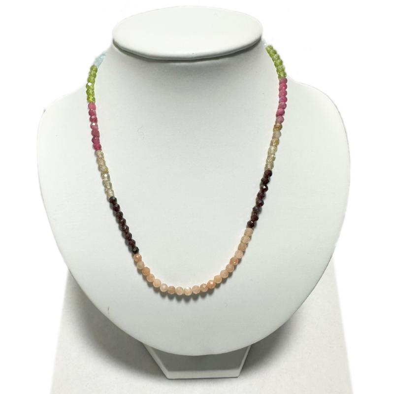 Collier 7 chakras Brésil AA (perles facettées 3-4mm) - 45cm