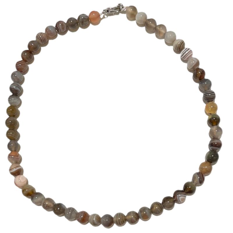 Collier agate Botswana A+ - 45cm