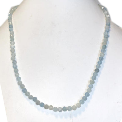 Collier aigue-marine Brésil AA (perles facettées 3-4mm) - 45cm