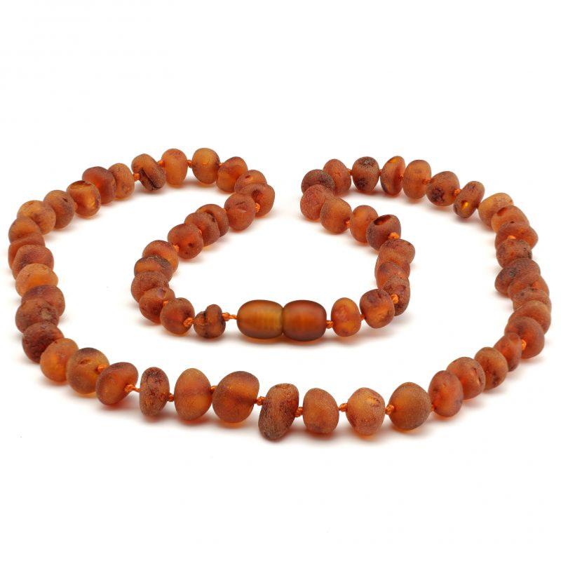 Collier ambre cognac dépoli Lituanie A (perles 6-7mm) 45cm