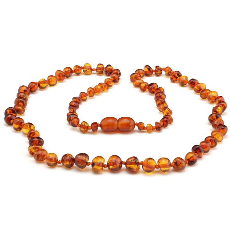 Collier ambre cognac (perles 5-6mm) 45cm