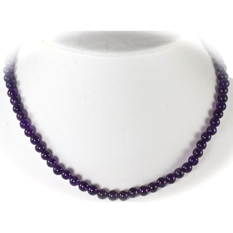 Collier améthyste Brésil A (boules 8mm) - 45cm