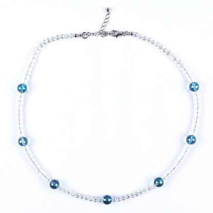 Collier quartz angel aura et aqua aura Brésil AAA (perles facettées 3-4mm et boules 8mm) argent 925