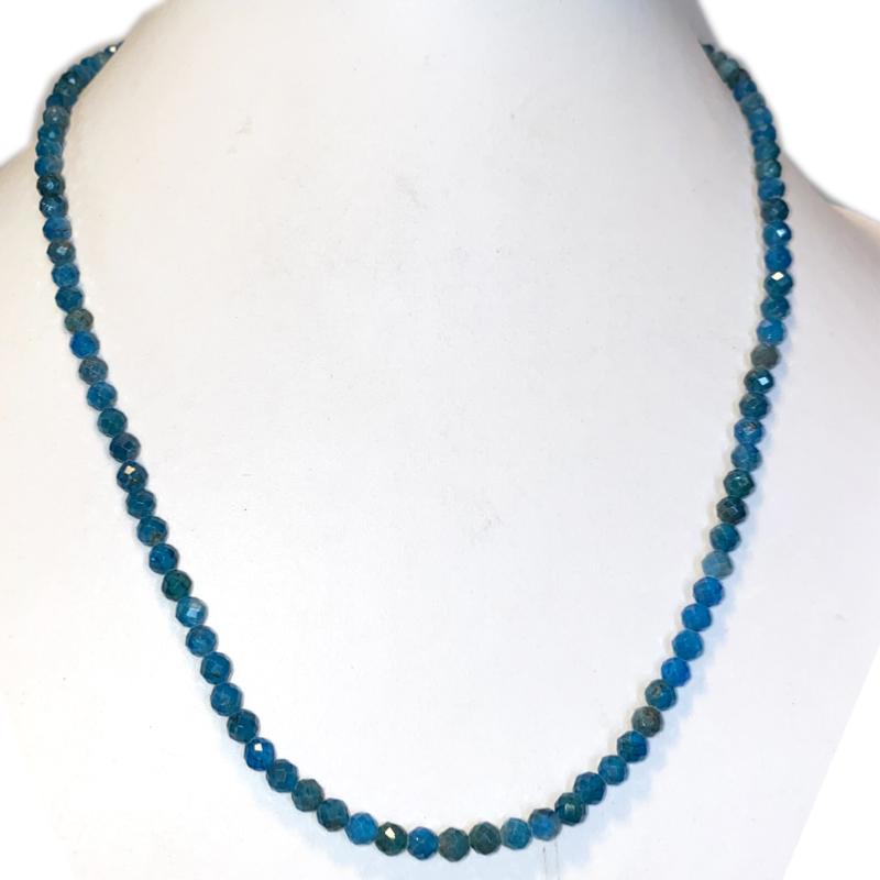 Collier apatite bleue Brésil AA (perles facettées 3-4mm) - 45cm