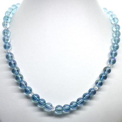 Collier aqua aura Brésil AAA (boules 8mm) 