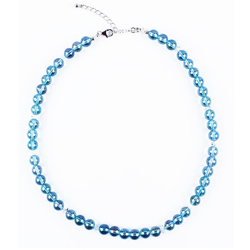 Collier aqua aura Brésil AAA (boules 8mm) 