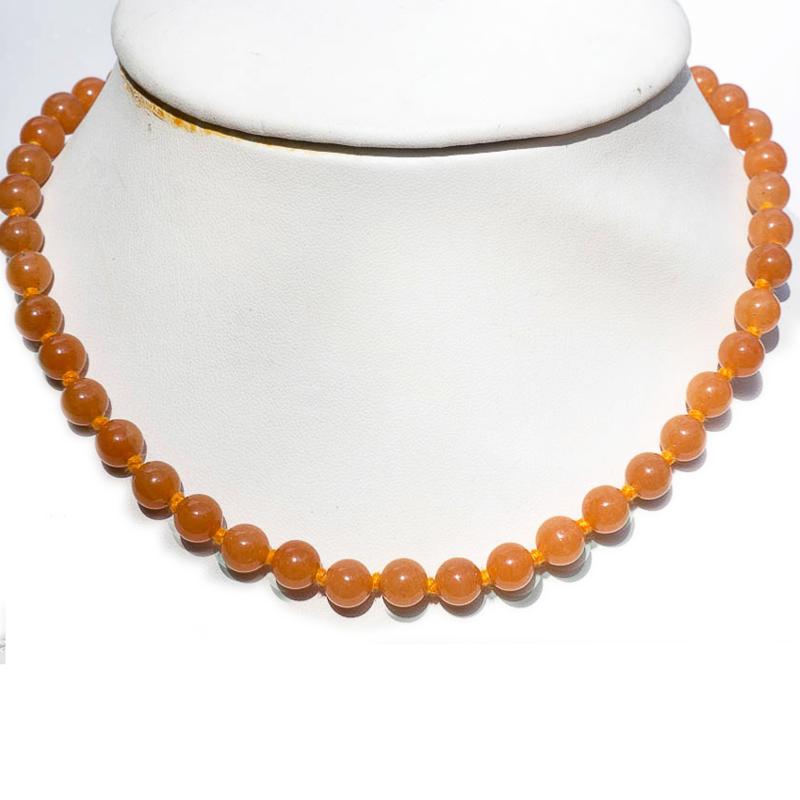 Collier aventurine rouge Brésil A (boules 8mm) - 45cm