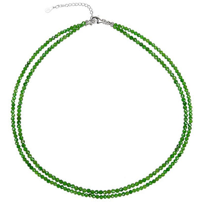 Collier diopside chrome double brins (perles facettées 3-4mm)