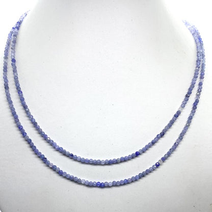 Collier tanzanite double brins (perles facettées 2,5mm)