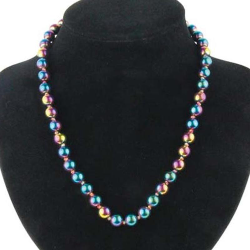 Collier Hématite arc en ciel Chine A(boules 8mm) - 45cm