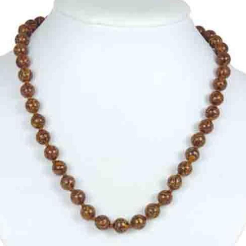 Collier jaspe peau de serpent Inde A (boules 8mm) - 45cm