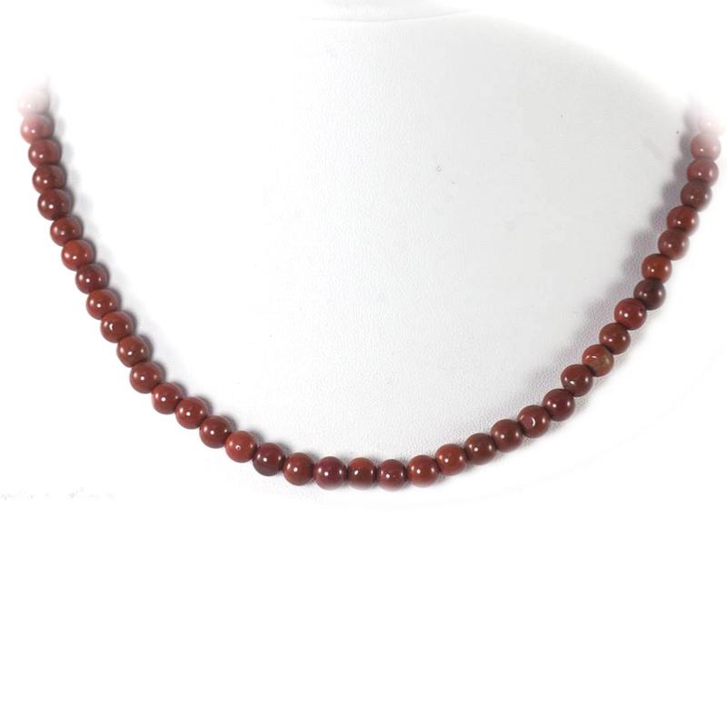 Collier jaspe rouge Afrique du Sud A (boules 8mm) - 45cm