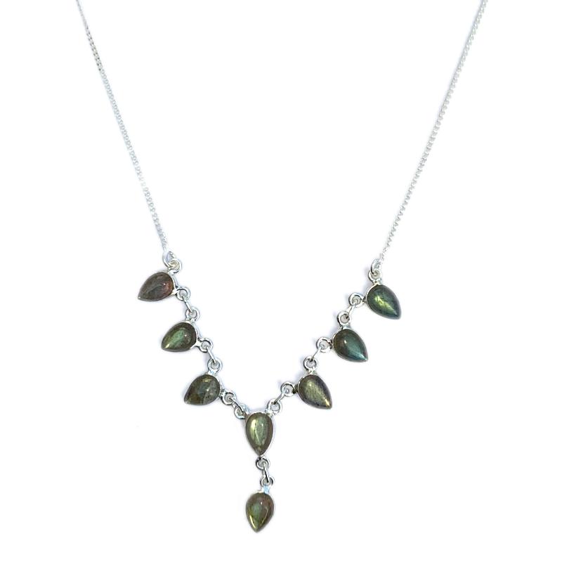 Collier labradorite Madagascar AA argent 925