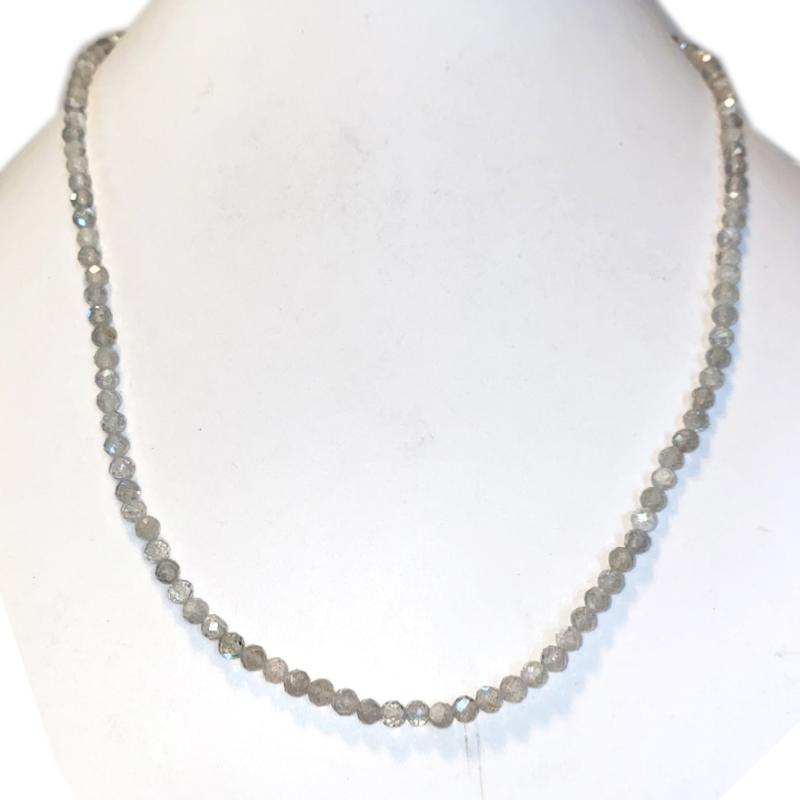 Collier labradorite Madagascar AA (perles facettées 3-4mm) - 45cm