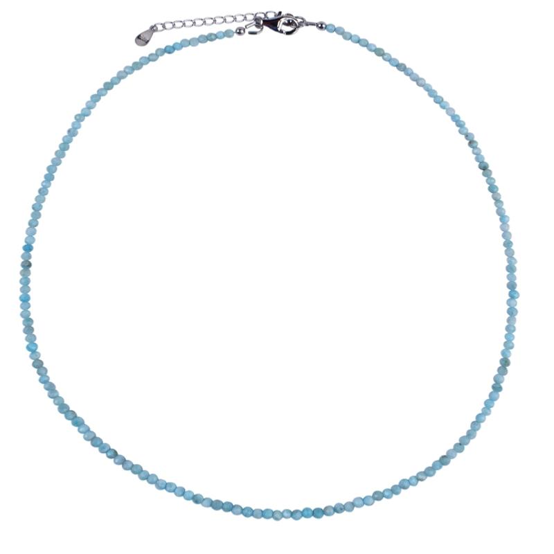 Collier larimar perles facettées argent 925