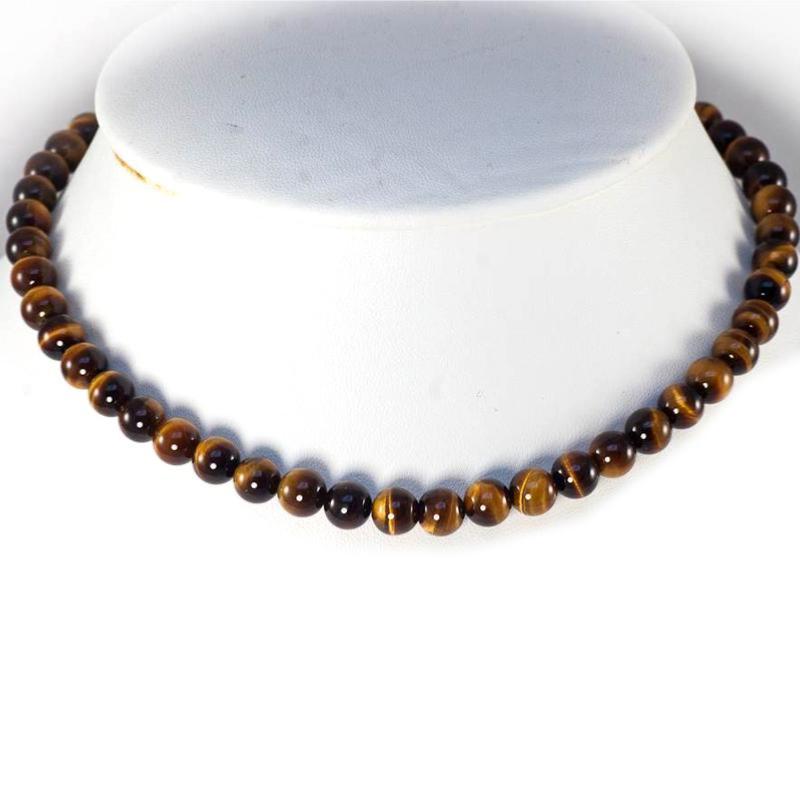 Collier oeil de tigre Afrique du Sud A (boules 8mm) - 45cm