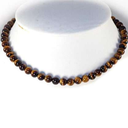 Collier oeil de tigre Afrique du Sud A (boules 8mm) - 45cm