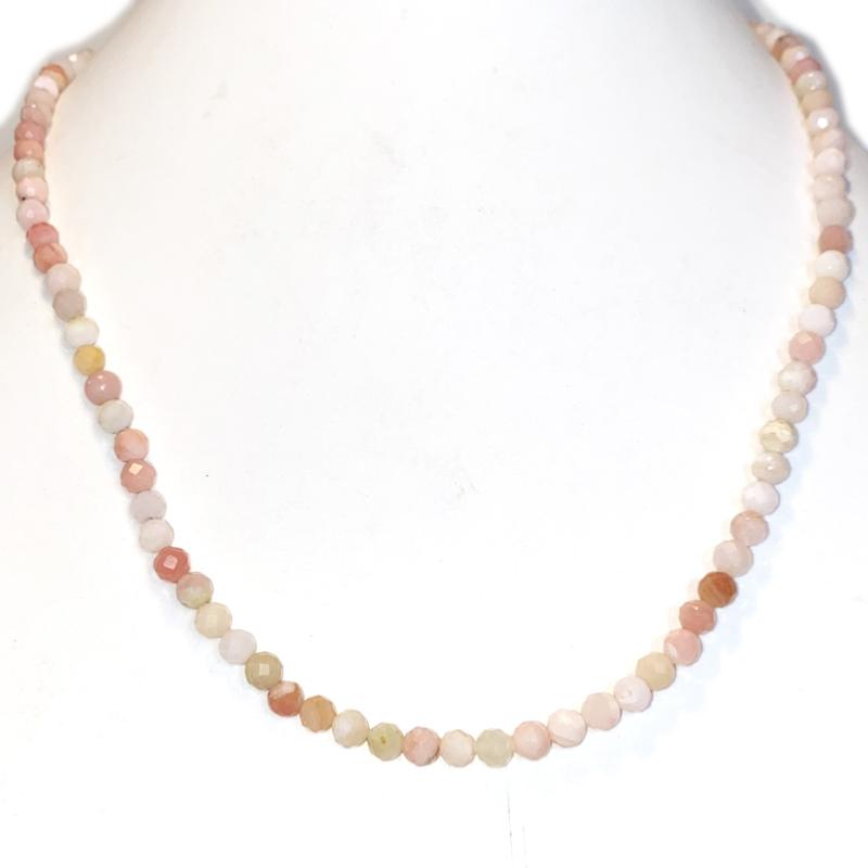 Collier opale rose Pérou AA (perles facettées 3-4mm) - 45cm