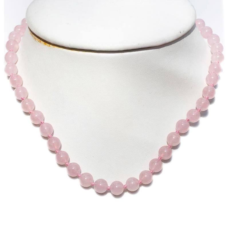 Collier quartz rose Brésil A (boules 8mm) - 45cm