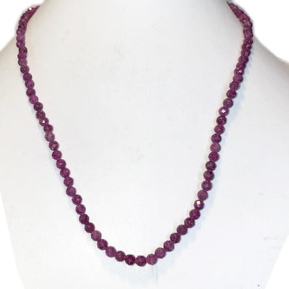 Collier rubis Inde AA (perles facettées 3-4mm) -45cm