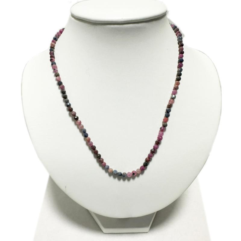 Collier rubis et saphir Inde AA (perles facettées 3-4mm) - 45cm