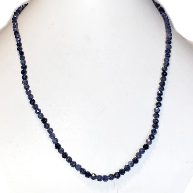 Collier saphir bleu Inde AA (perles facettées 3-4mm) - 45cm