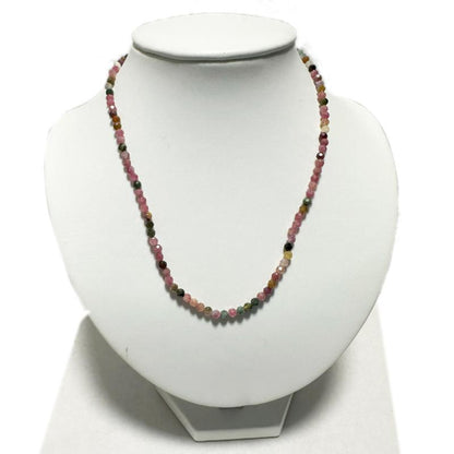 Collier tourmaline multicolore Brésil AA (perles facettées 3-4mm) - 45cm