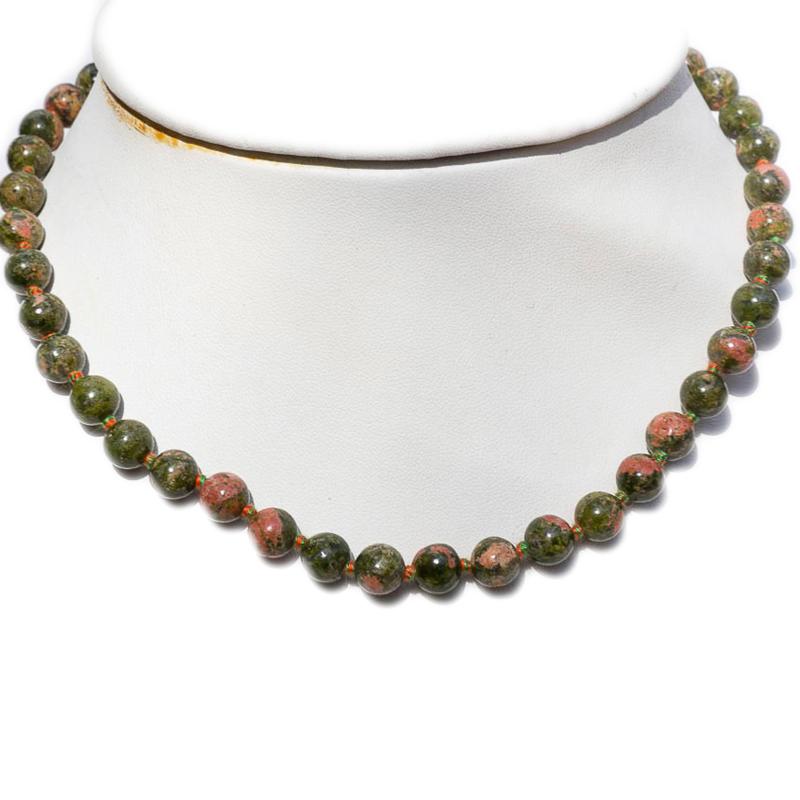 Collier unakite Afrique du Sud A (boules 8mm) - 45cm