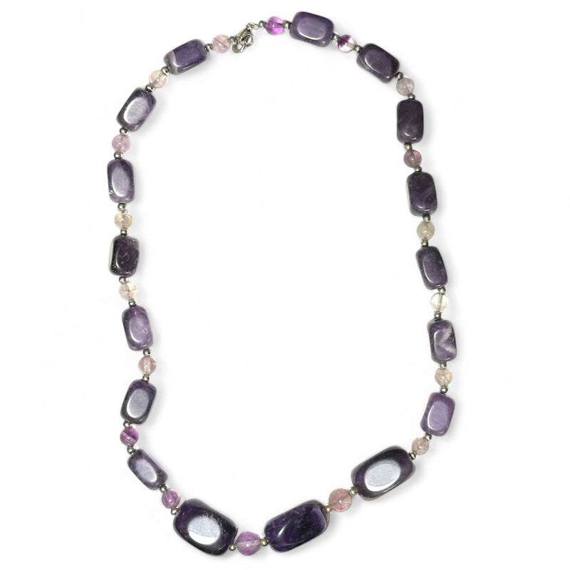 Collar de amatista Brasil A (piedras talladas) - 48cm