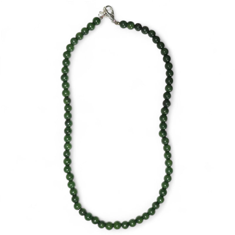 Chinese green jade necklace with 7-8mm balls (45cm)