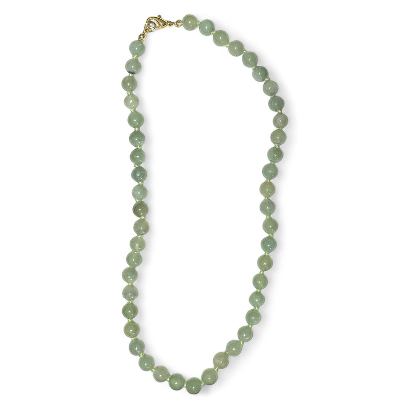 Chinese green jade necklace with 7-8mm balls (45cm)