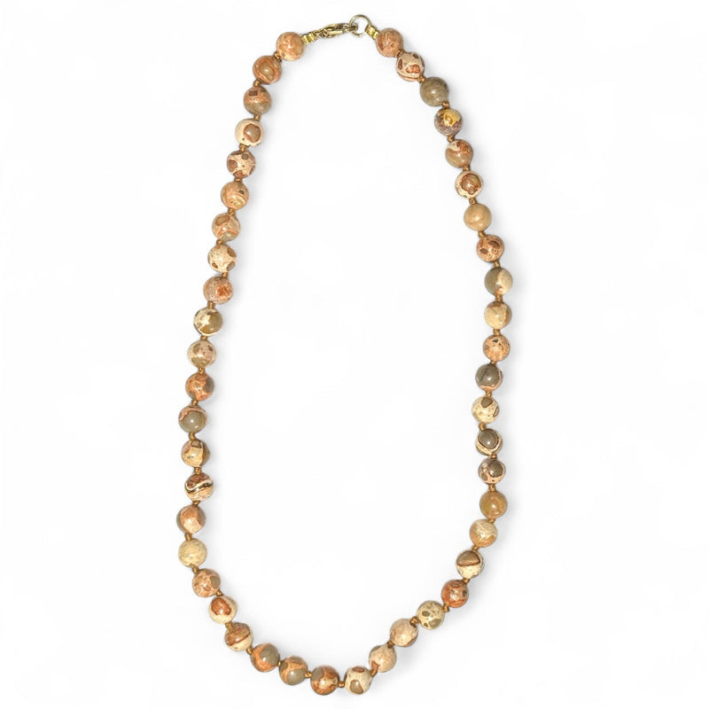 Collier jaspe léopard Brésil A (boules 8mm) - 45cm