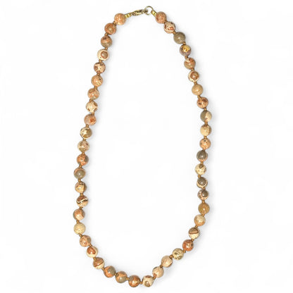 Brazil leopard jasper necklace A (8mm balls) - 45cm