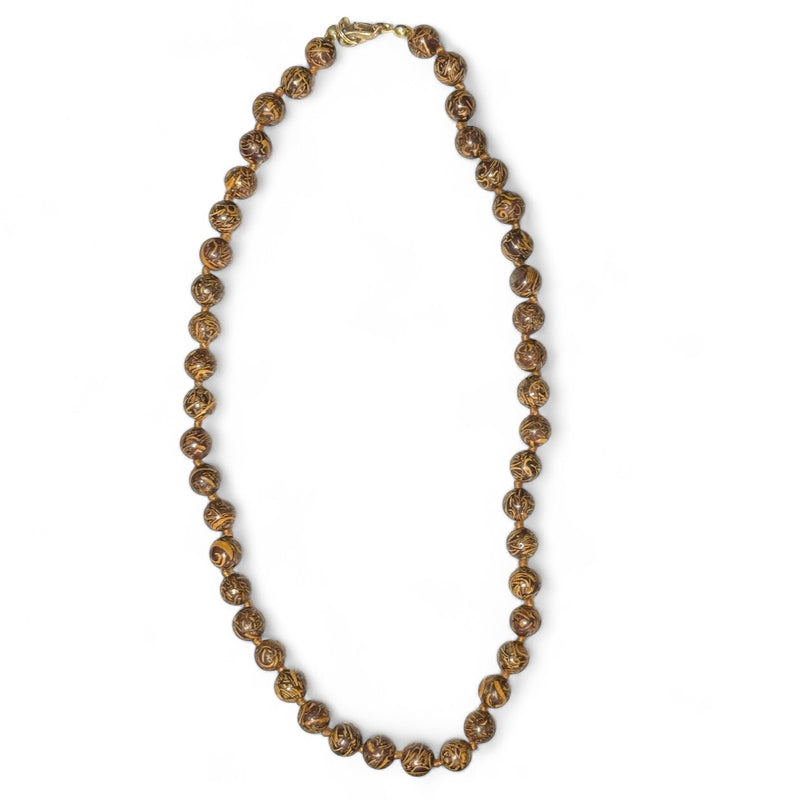 Collier jaspe peau de serpent Inde A (boules 8mm) - 45cm