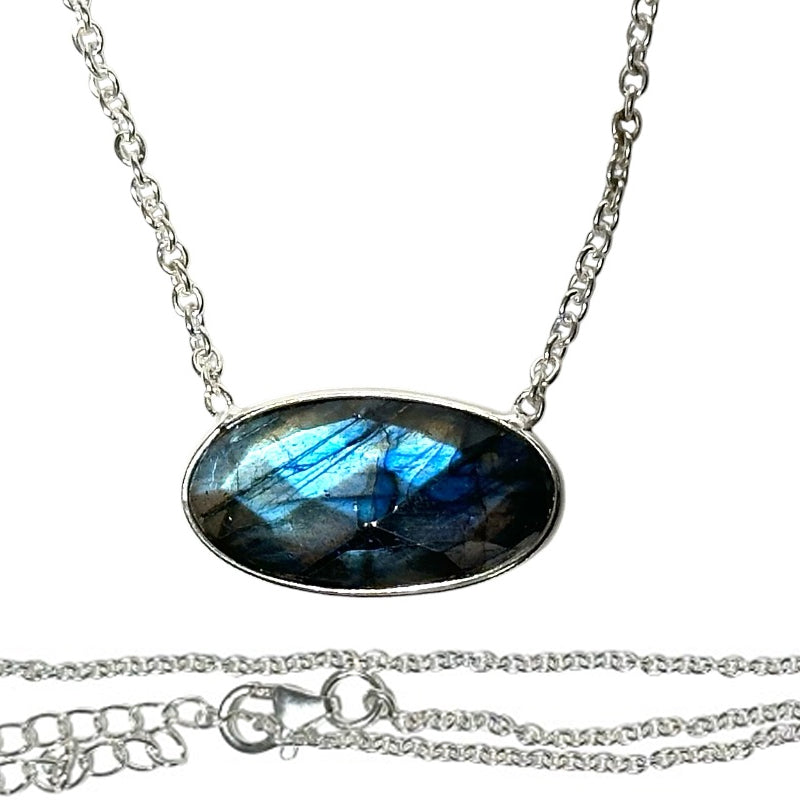 Collier labradorite Madagascar AA argent 925