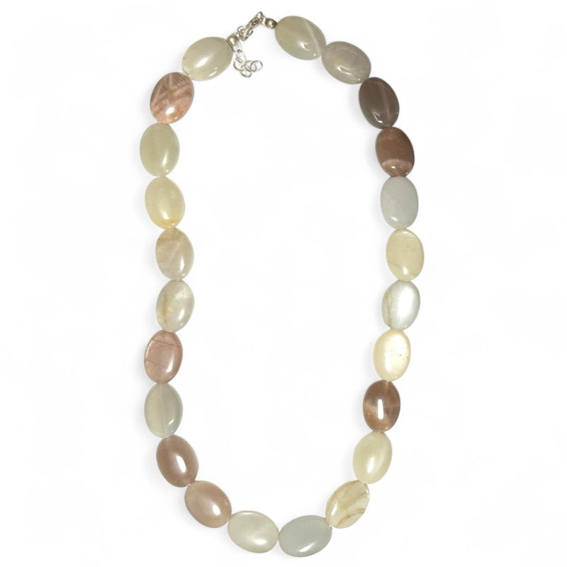 Collar piedra lunar multicolor India AA (piedras planas) - 45-47cm