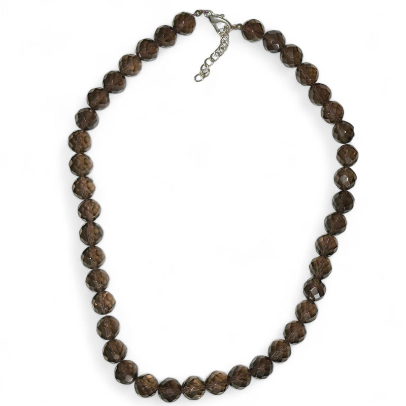 Smoky quartz necklace USA AA+ (10mm faceted stones) - 45-50cm