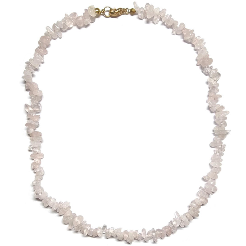 Collier quartz rose Brésil A (perles baroques) - 45cm