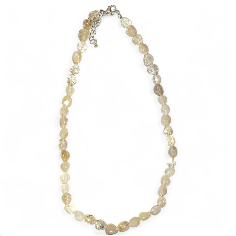 Collier quartz rutile Brésil A+ (pierres roulées 7-9mm ) - 47-55cm